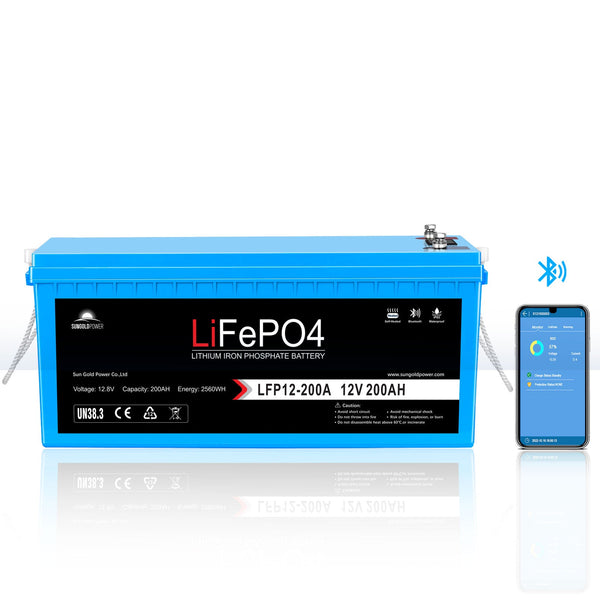 12V 200Ah LiFePo4 Deep Cycle Lithium Battery Bluetooth / Self-Heating / IP65