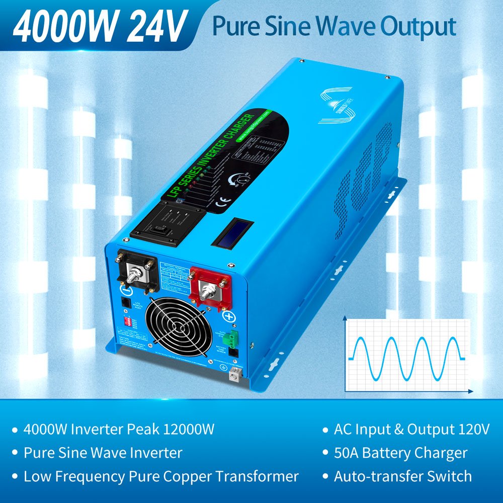 Sungold Power 4000W DC 24V Pure Sine Wave Inverter With Charger LFP4K24V120VSG