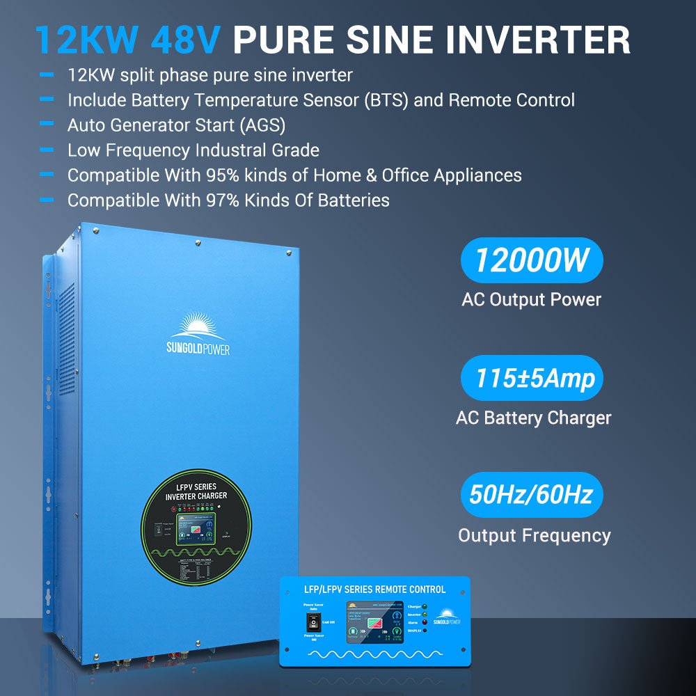 Sungold Power 12000W 48V Split Phase Pure Sine Wave Inverter Charger LFPV12K48V240VSP