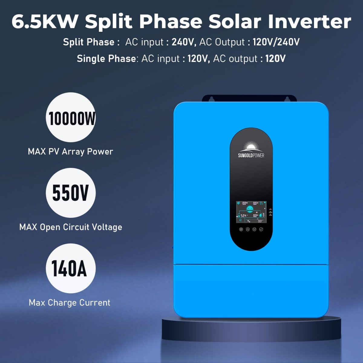 Sungold Power Off-Grid Solar Kit 13000W 48VDC 120V/240V LifePo4 20.48KWH Lithium Battery 14 X 415 Watts Solar Panels SGR-13KM