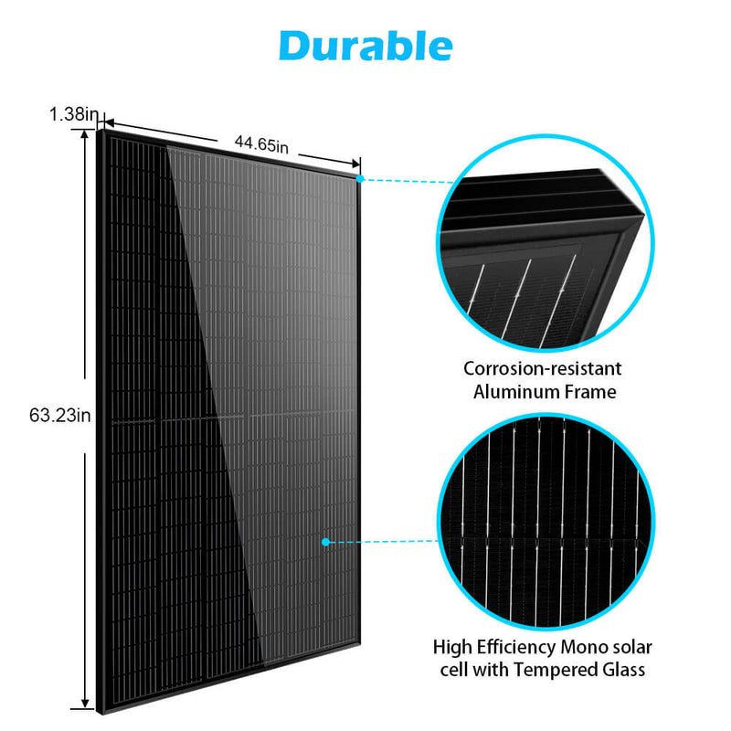 370W Mono Black PERC Solar Panel UL 61730