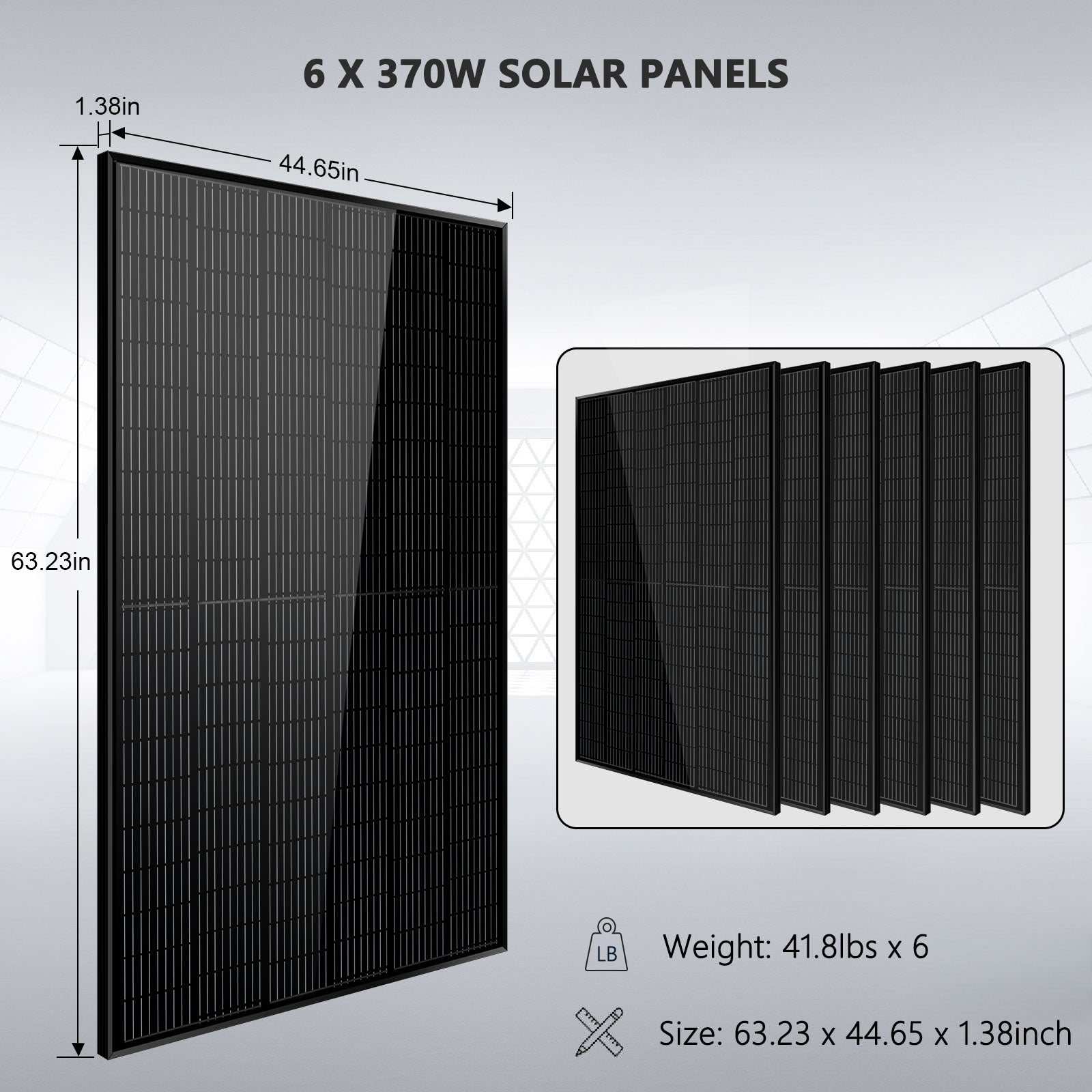 Sungold Power Off-Grid Solar Kit 5000W 48VDC 120V 10.24KWH PowerWall Lithium Battery 6 X 370 Watts Solar Panels SGM-5K10M