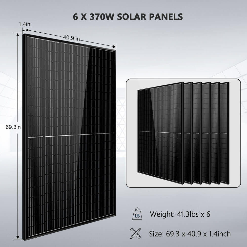 Sungold Power Off-Grid Solar Kit 6500W 48VDC 120/240VAC 10.24KWH PowerWall Lithium Battery 6 X 370 Watts Solar Panels SGM-6510M