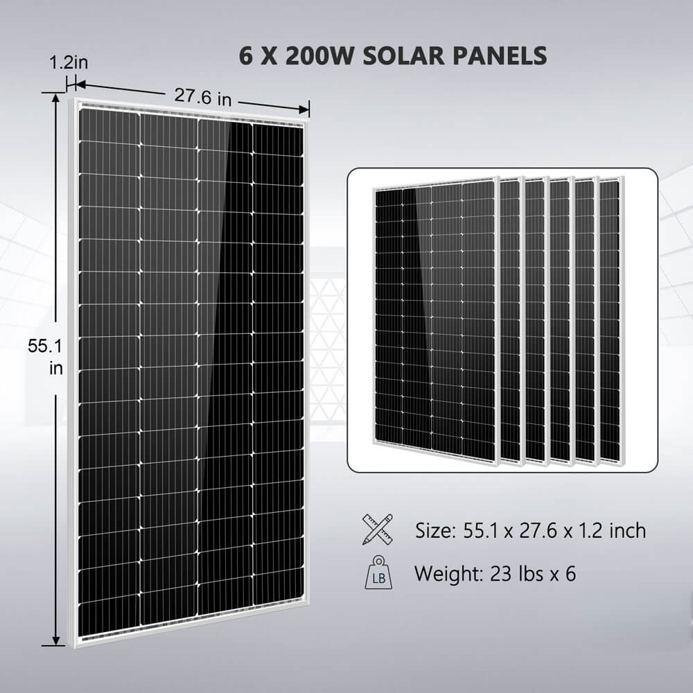 Sungold Power Off-Grid Solar Kit 5000W 48VDC 120V 5.12KWH PowerWall Battery 6 X 200 Watts Solar Panels SGM-5K5E