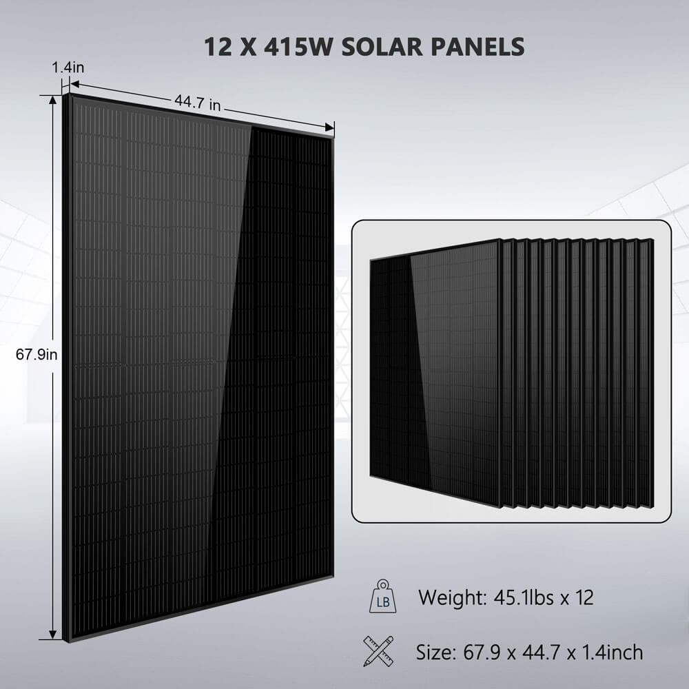 Sungold Power Off Grid Solar Kit 10000W 48VDC 120VAC/240V 20.48KWH Powerwall Lithium Battery 12 X 415 Watts Solar Panels SGM-10M2T