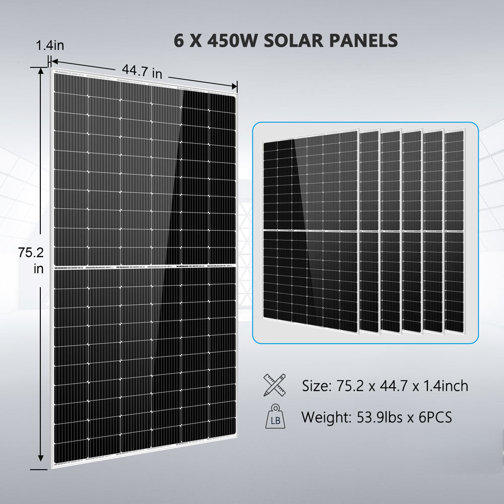 Sungold Power Complete off Grid Solar Kit 6500W 48V 120V/240V output 10.24KWH Lithium Battery 2700 Watt Solar Panel SGK-65PRO