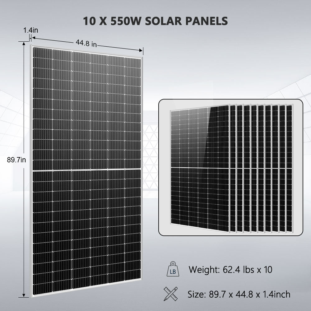 Sungold Power OFF GRID SOLAR KIT 10 X 550 WATTS SOLAR PANELS 4 X 5.12KWH POWERWALL LITHIUM BATTERY 10KW SOLAR INVERTER 48VDC 120V/240V SGM-10K20