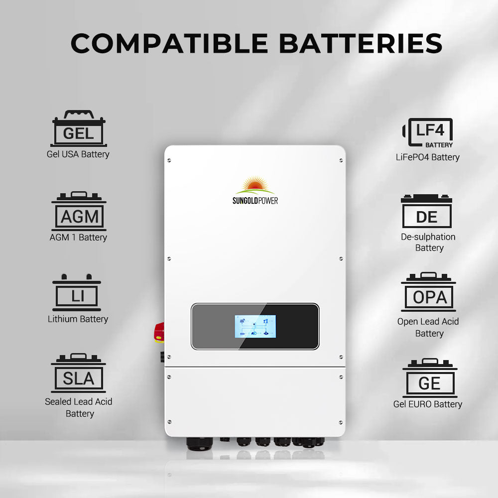 Sungold Power UL 10KW Hybrid Inverter 48V Split Phase Grid Feedback Batteryless