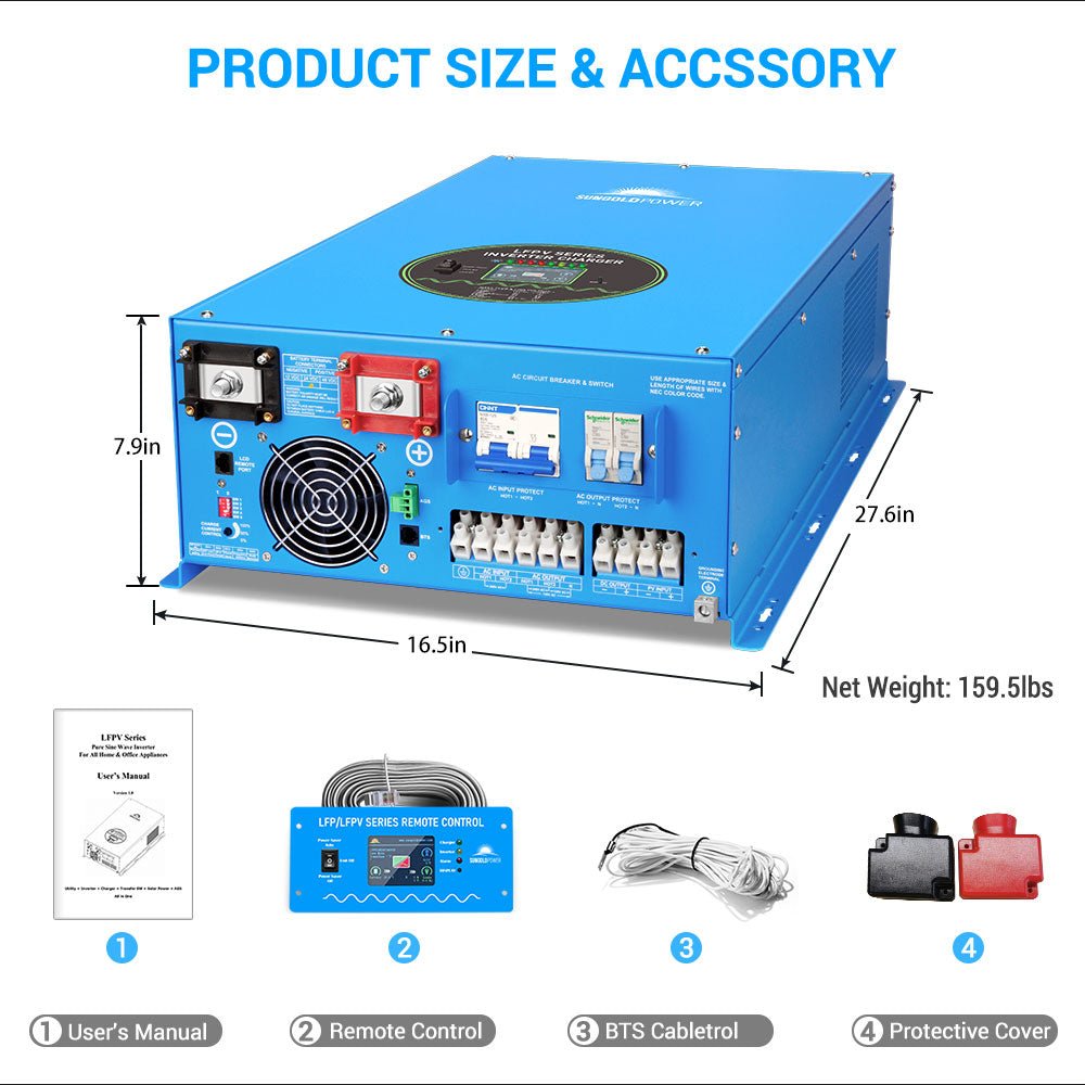 Sungold Power 12000W 48V Split Phase Pure Sine Wave Inverter Charger LFPV12K48V240VSP