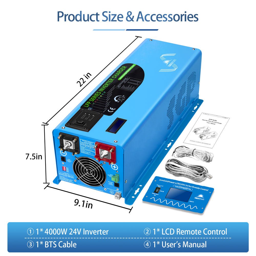 Sungold Power 4000W DC 24V Pure Sine Wave Inverter With Charger LFP4K24V120VSG