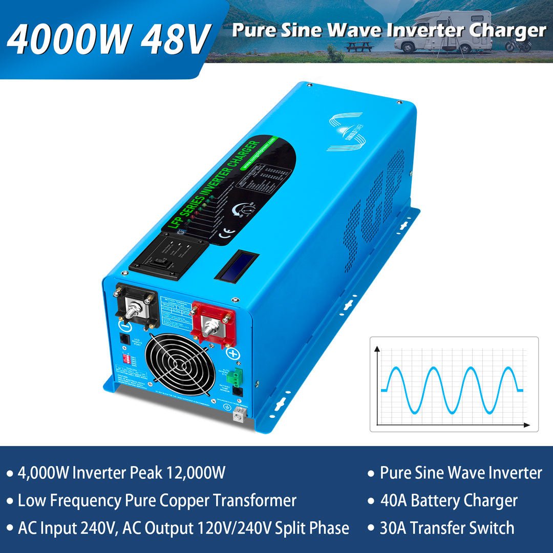 Sungold Power 4000W DC 48V Split Phase Pure Sine Wave Inverter With Charger UL1741 Standard LFP4K48V230VSP