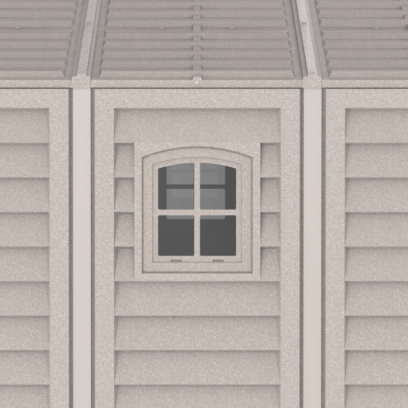 Duramax 10.5×23ft Vinyl Garage, Vinyl Storage Shed with Foundation, 2 Windows & Side Doors