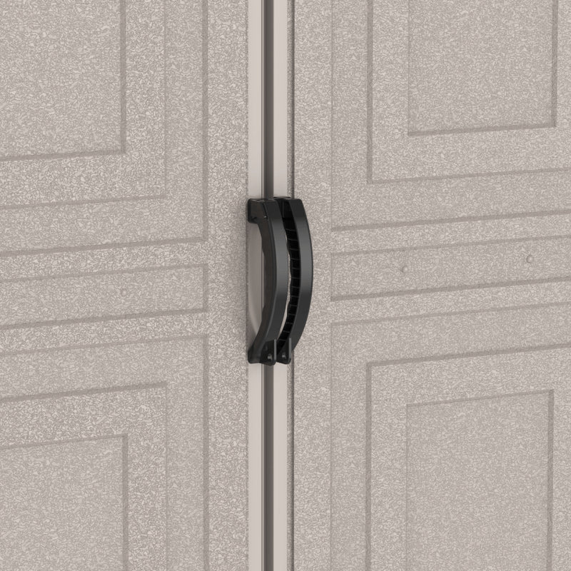 Duramax 10.5x31ft Vinyl Garage, Vinyl Storage Shed with Foundation, 2 Windows & Side Doors