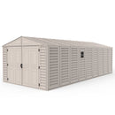 Duramax 10.5×23ft Vinyl Garage, Vinyl Storage Shed with Foundation, 2 Windows & Side Doors