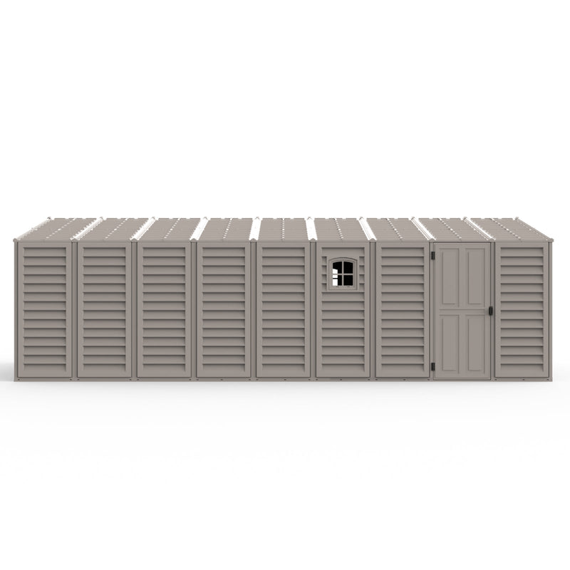 Duramax 10.5×23ft Vinyl Garage, Vinyl Storage Shed with Foundation, 2 Windows & Side Doors