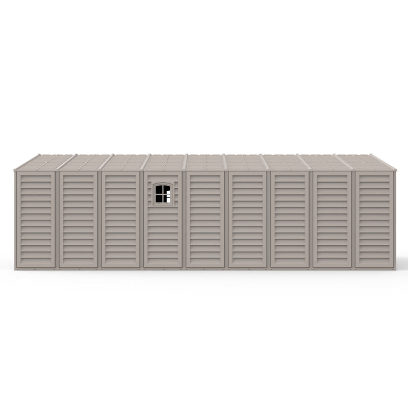 Duramax 10.5×23ft Vinyl Garage, Vinyl Storage Shed with Foundation, 2 Windows & Side Doors