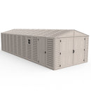 Duramax 10.5x28.5 ft Vinyl Garage, Vinyl Storage Shed with Foundation, 2 Windows & Side Doors