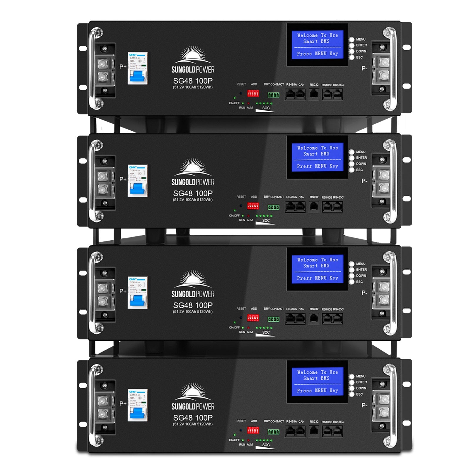 Sungold Power 4 X 48V 100AH Server Rack LiFePO4 Lithium  Battery SG48100P