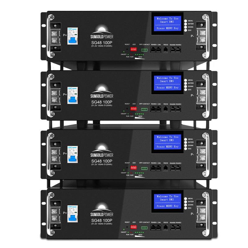 4 X 48V 100AH Server Rack LiFePO4 Lithium  Battery SG48100P UL1973  UL9540A