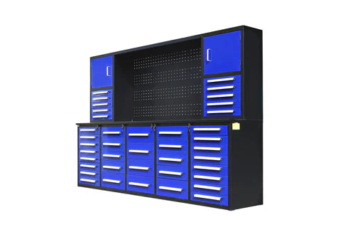 Chery Industrial 10' Storage Cabinet with Workbench (40 Drawers & 2 Cabinets) - WW000216