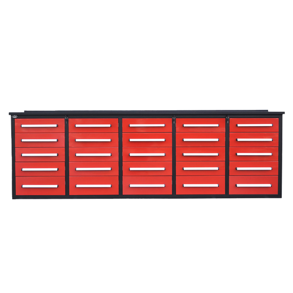 10' Workbench with Storage Drawers (25 Drawers)