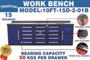 10ft Storage Cabinet with Work Bench (15 Drawers & 2 Cabinets)
