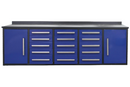 10ft Storage Cabinet with Work Bench (15 Drawers & 2 Cabinets)