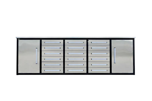 Chery Industrial 10ft Storage Cabinet with Workbench (18 Drawers & 2 Cabinets) - WW000182