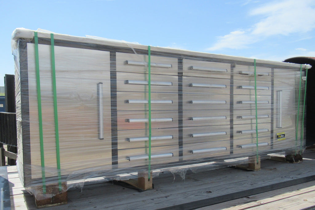 10ft Storage Cabinet with Workbench (18 Drawers & 2 Cabinets)