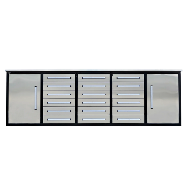 10ft Storage Cabinet with Workbench (18 Drawers & 2 Cabinets)