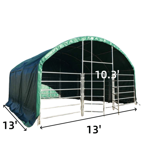 Chery Industrial 13' x 13' Livestock Corral Shelter with Front Door