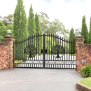 14x8 ft Steel Dual Swing Driveway Gate with Wider Goalposts
