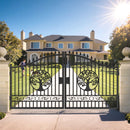 14x8 ft Steel Dual Swing Driveway Gate with Wider Goalposts