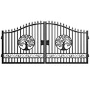 14x8 ft Steel Dual Swing Driveway Gate with Wider Goalposts