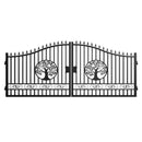 16x8 ft Steel Dual Swing Driveway Gate with Tree Pattern