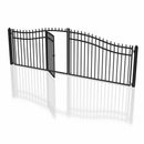 18x7 ft Steel Dual Swing Driveway Gate with Pedestrian Door
