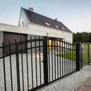18x7 ft Steel Dual Swing Driveway Gate with Pedestrian Door