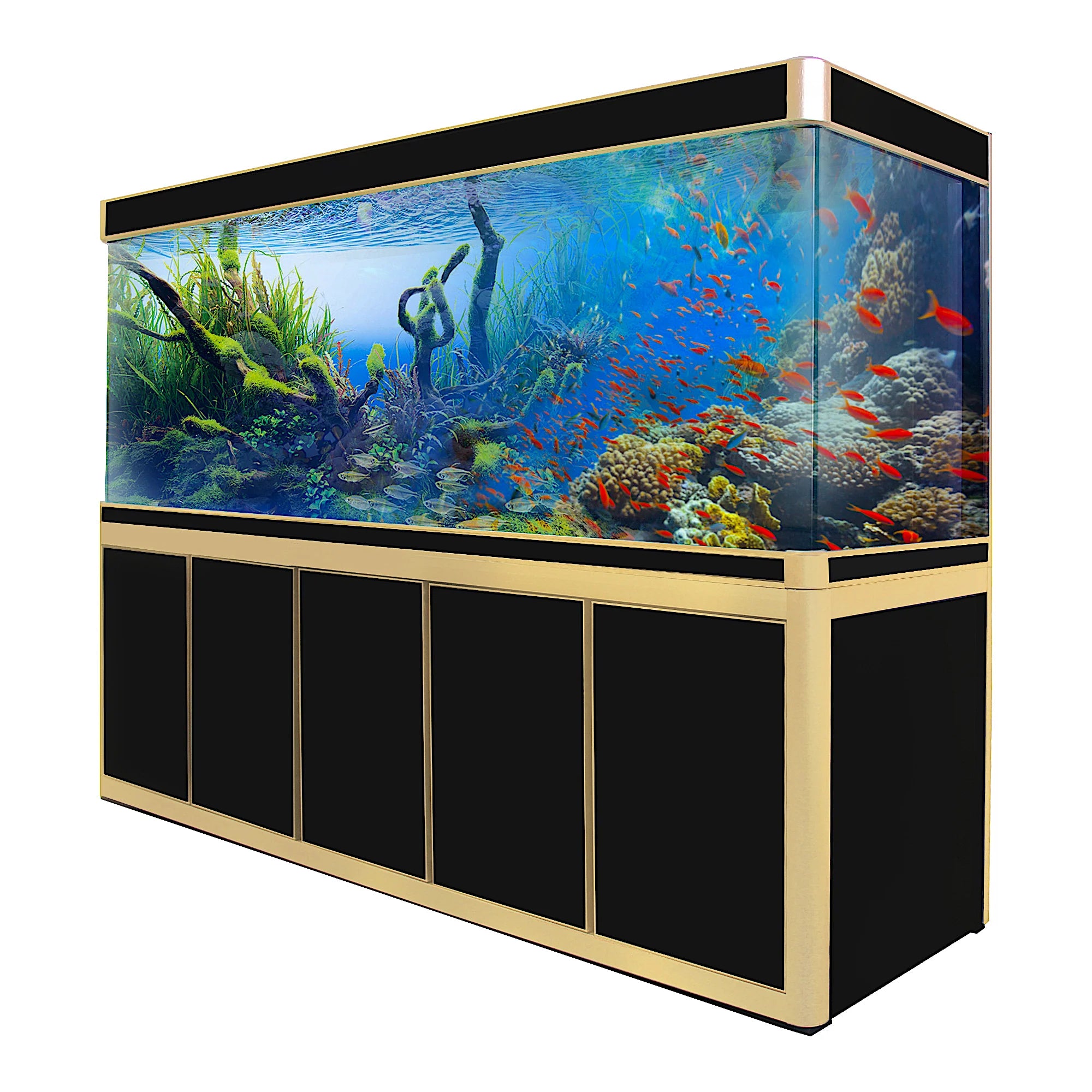 Aqua Dream 400 Gallon Tempered Glass Aquarium Black and Gold AD-2300-BK - Serenity Provision