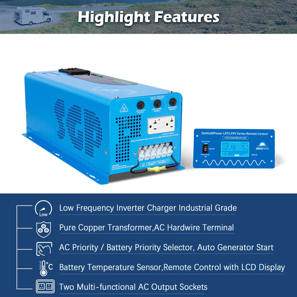 Sungold Power 4000W DC 48V Split Phase Pure Sine Wave Inverter With Charger UL1741 Standard LFP4K48V230VSP