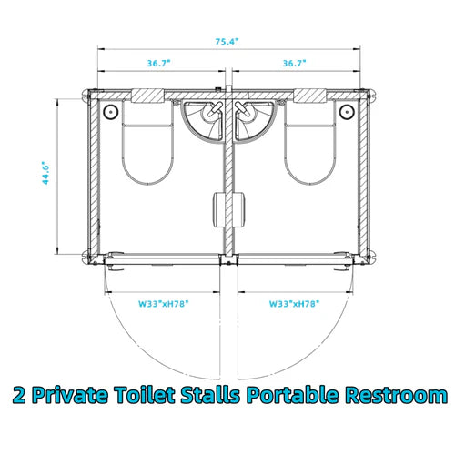 Bastone 2 Private Toilet Stalls Portable Restroom - PM000121 - Serenity Provision