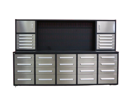 Chery Industrial 10' Storage Cabinet with Workbench (30 Drawers) - WW000220