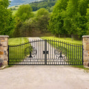 20x8 ft Steel Dual Swing Driveway Gate with Wider Goalposts