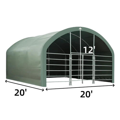 Chery Industrial 20' x 20' Livestock Corral Shelter with Front Door