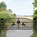 20x8 ft Dual Swing Driveway Gate with Ornamental Posts