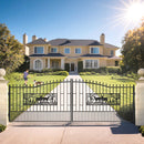 18x7 ft Steel Dual Swing Driveway Gate with Rectangular Deer Pattern