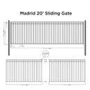 20x6 ft Steel Sliding Driveway Gate - MADRID Style