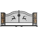 20x8 ft Dual Swing Driveway Gate with Ornamental Posts