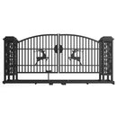20x8 ft Dual Swing Driveway Gate with Ornamental Posts