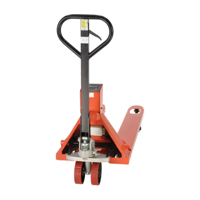 Vestil Steel Trade Legal Low Profile Pallet Truck with Scale 61 In. x 21-1/2 In. x 45 In. 5000 Lb. Capacity Red - PM-2146-TL-SCL-LP