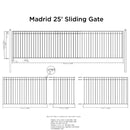 25x6 ft Steel Sliding Driveway Gate - MADRID Style